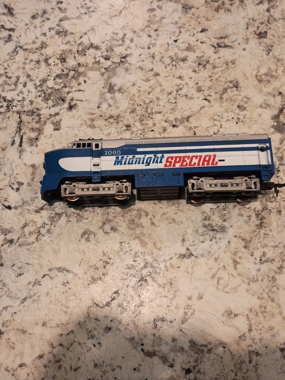 Midnight Special Blue & White Toy Train Locomotive